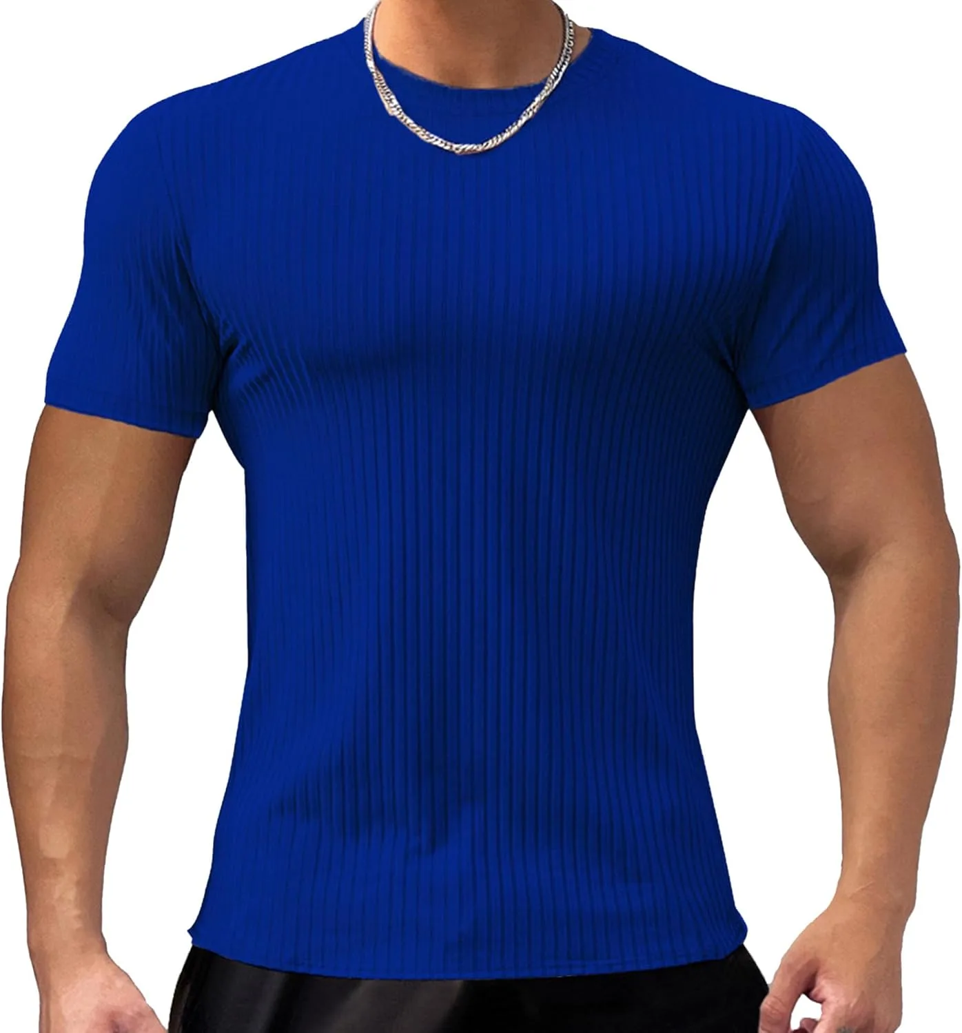 

Мужская футболка Casual Rib Knit с круглым вырезом Slim Fit SWJGLITTR