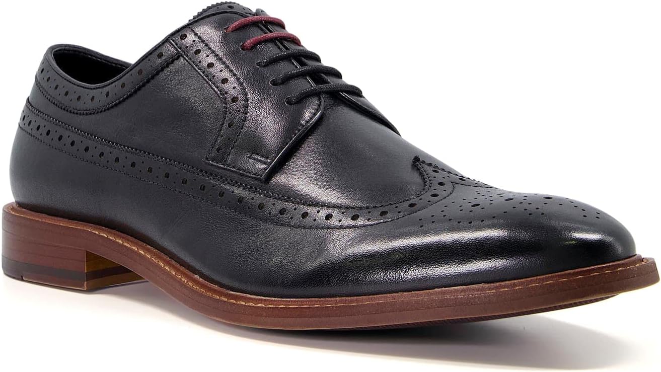 Мужские туфли Dune с крыльями (Wingtips) на плоской подошве Dune London, черный — фото 2
