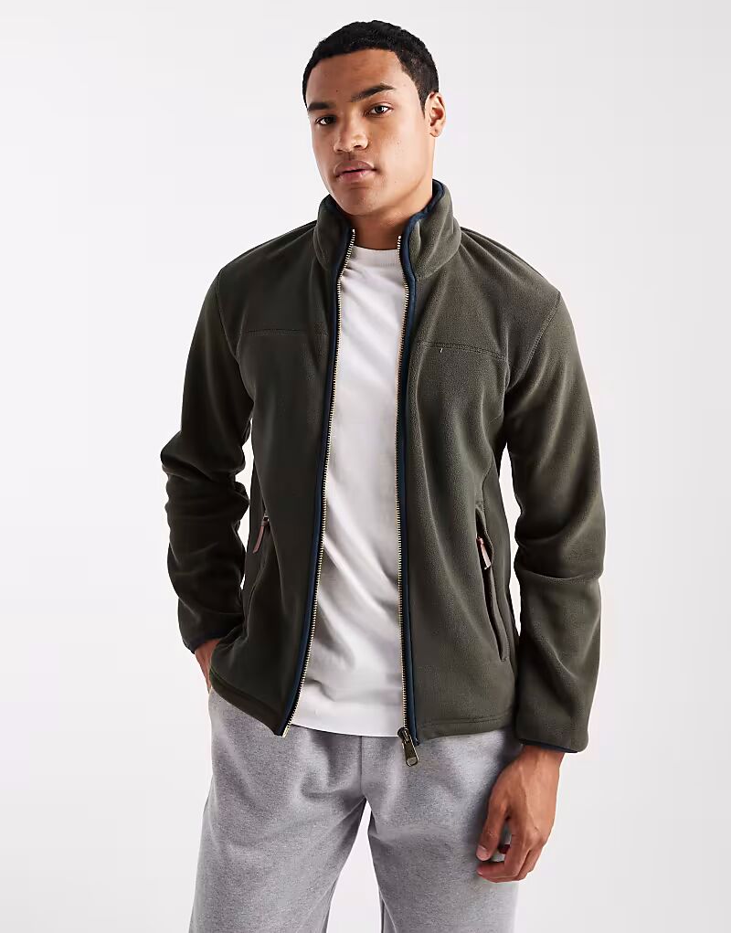 

Флисовая кофта Estate на молнии, цвет оливковый зеленый Superdry