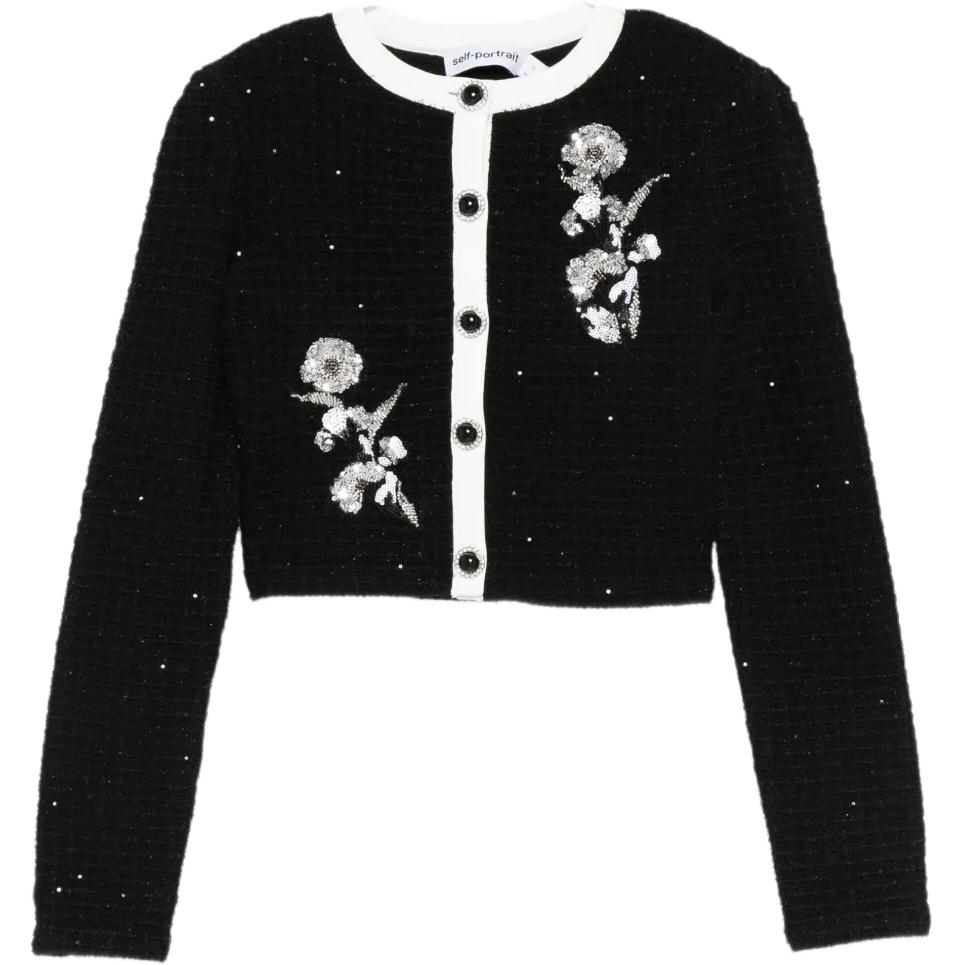 

Кропированная приталенная куртка Self-portrait, черный