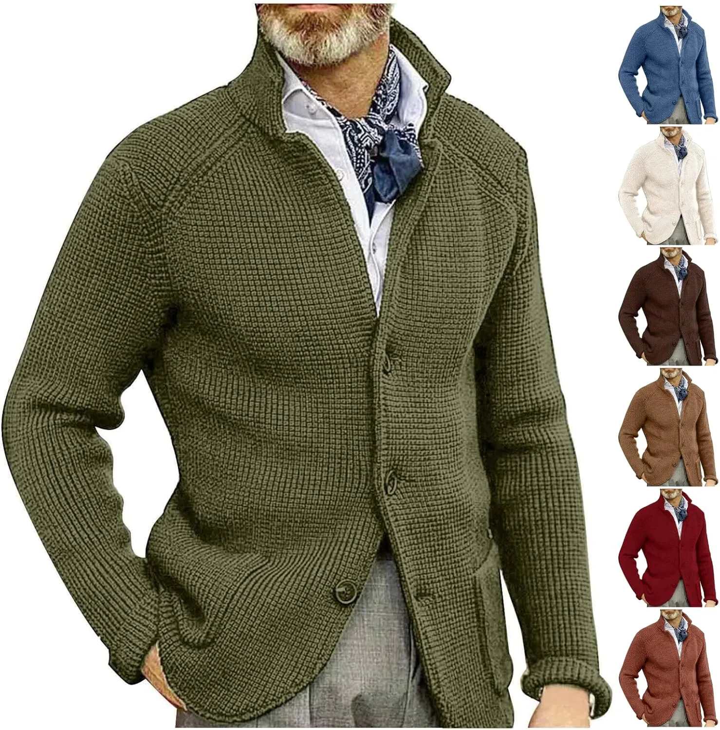 

Мужской кардиган свитер Vintage Button Down с длинными рукавами и воротником
