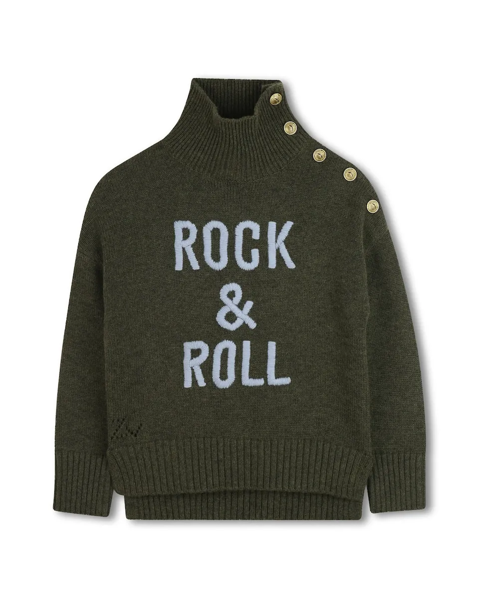 

Детский свитер зеленого цвета с длинными рукавами Zadig & Voltaire