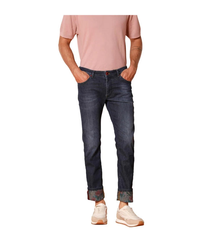 

Узкие джинсовые брюки с цветочным принтом Mason'S, синий