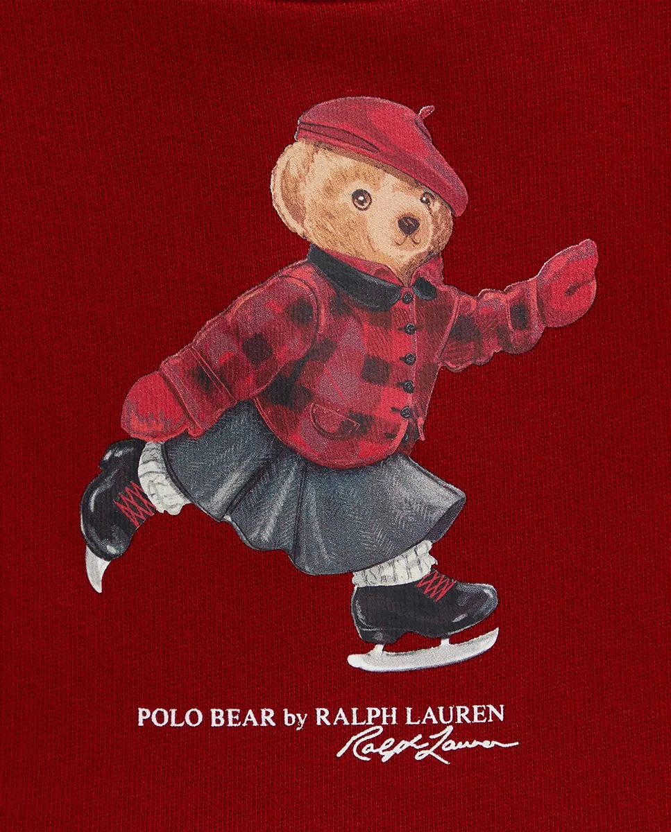 

Комплект для девочки из двух частей с медведем Поло Polo Ralph Lauren, гранатовый