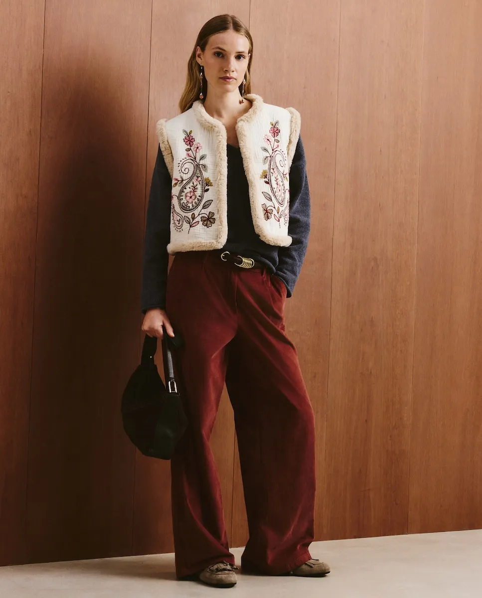 

Женские брюки из однотонного вельвета Southern Cotton, терракотовый