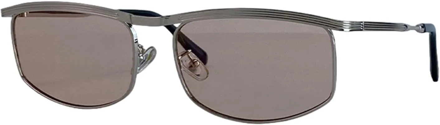 

Панк-солнцезащитные очки прямоугольной формы для женщин, роскошные солнцезащитные очки в металлической оправе с защитой от УФ-излучения UV400 TOIPASTN, C7goldbrown