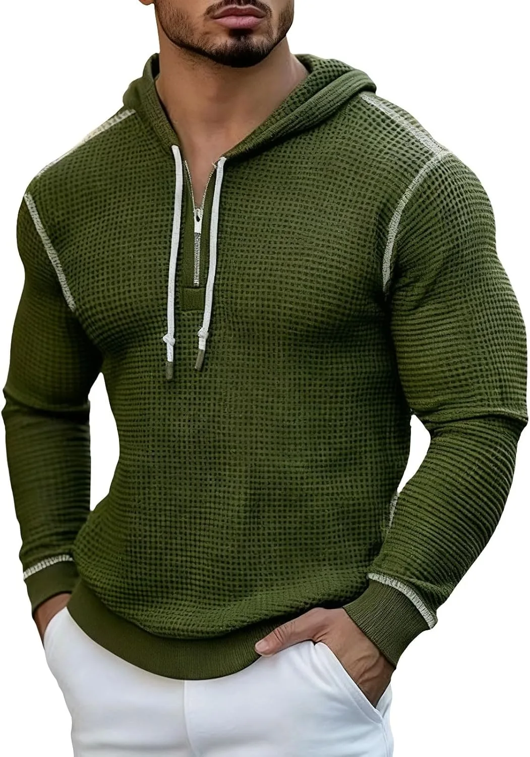 

Толстовка с капюшоном 1/4 Zip Waffle для мужчин, Slim Fit