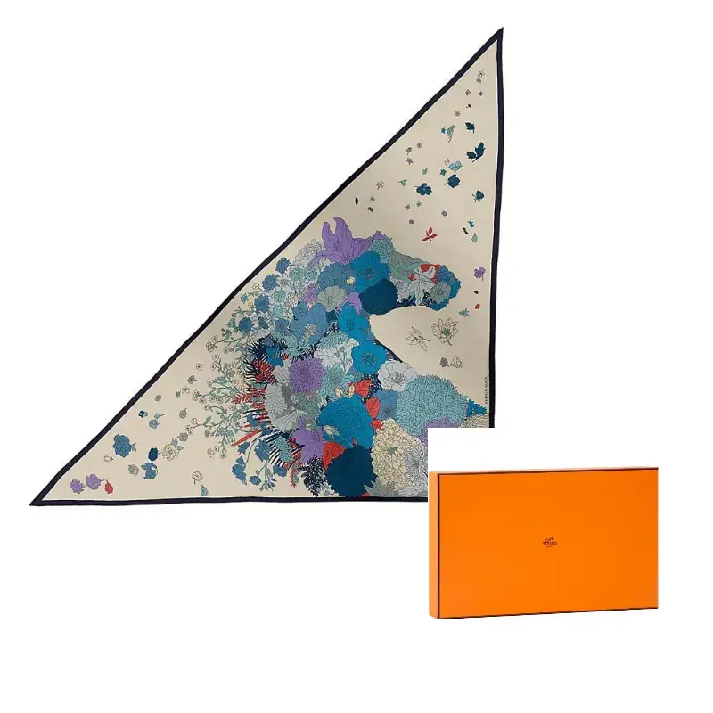 

HERMES Кашемировый вязаный шарф женский тёмно-синий, Navy Blue