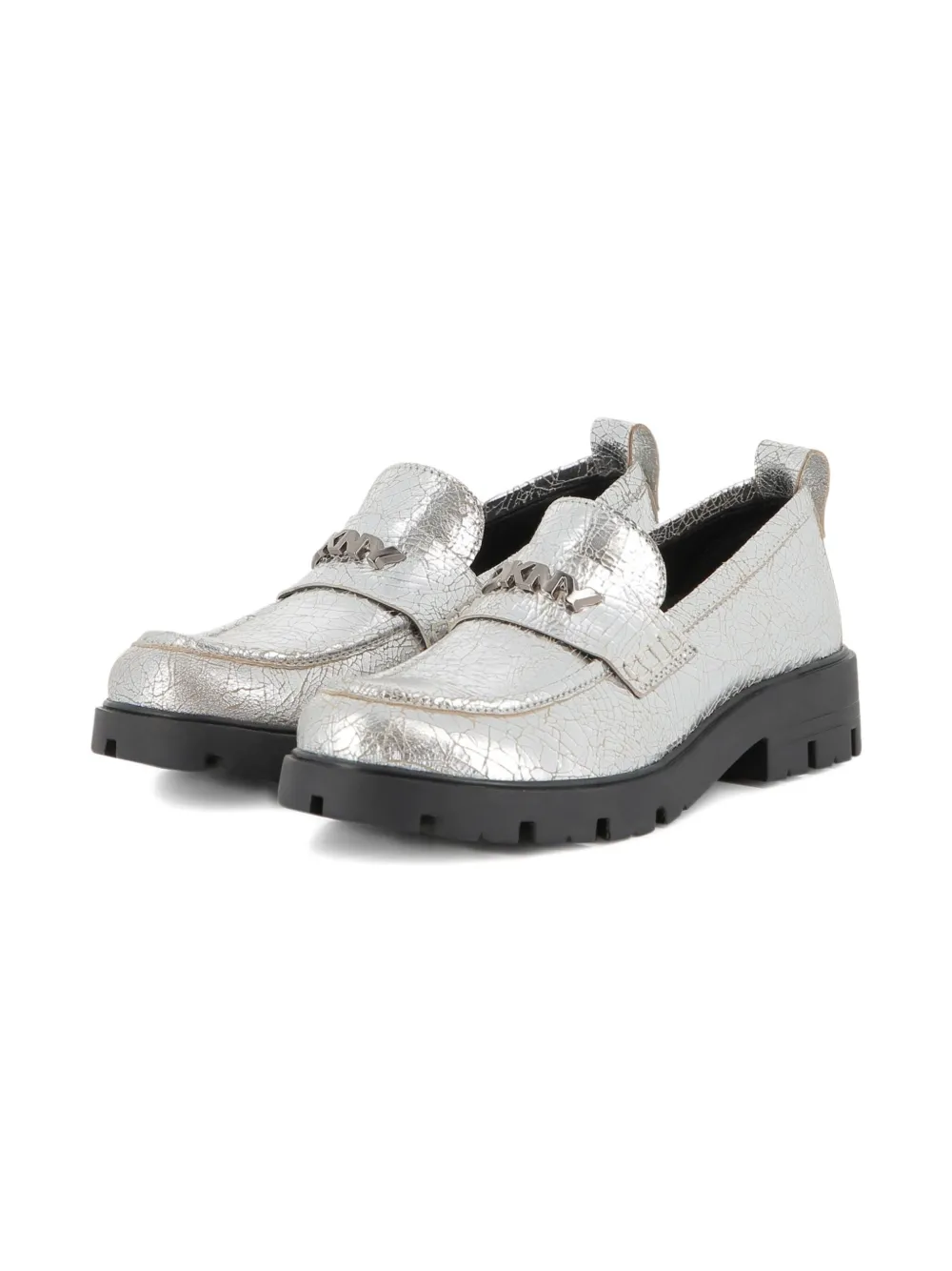 

Лоферы с эффектом металлик Dkny Kids, серебряный