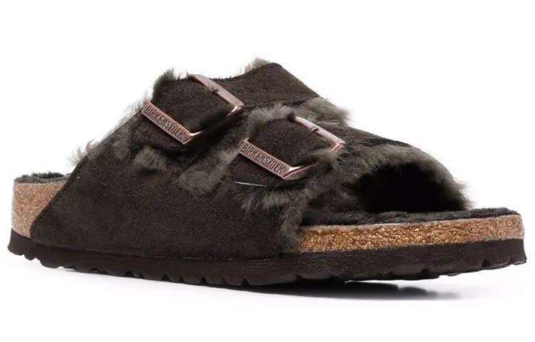 Женские сандалии Birkenstock с подкладкой из овчины и двойной пряжкой — фото 2