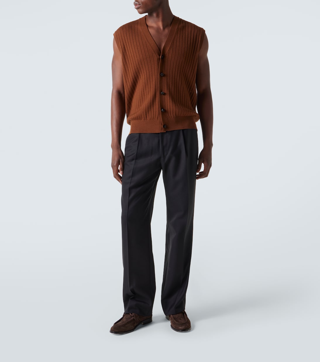 Вязаный жилет из шерсти с рубчиком Bottega Veneta, Toffee — фото 2