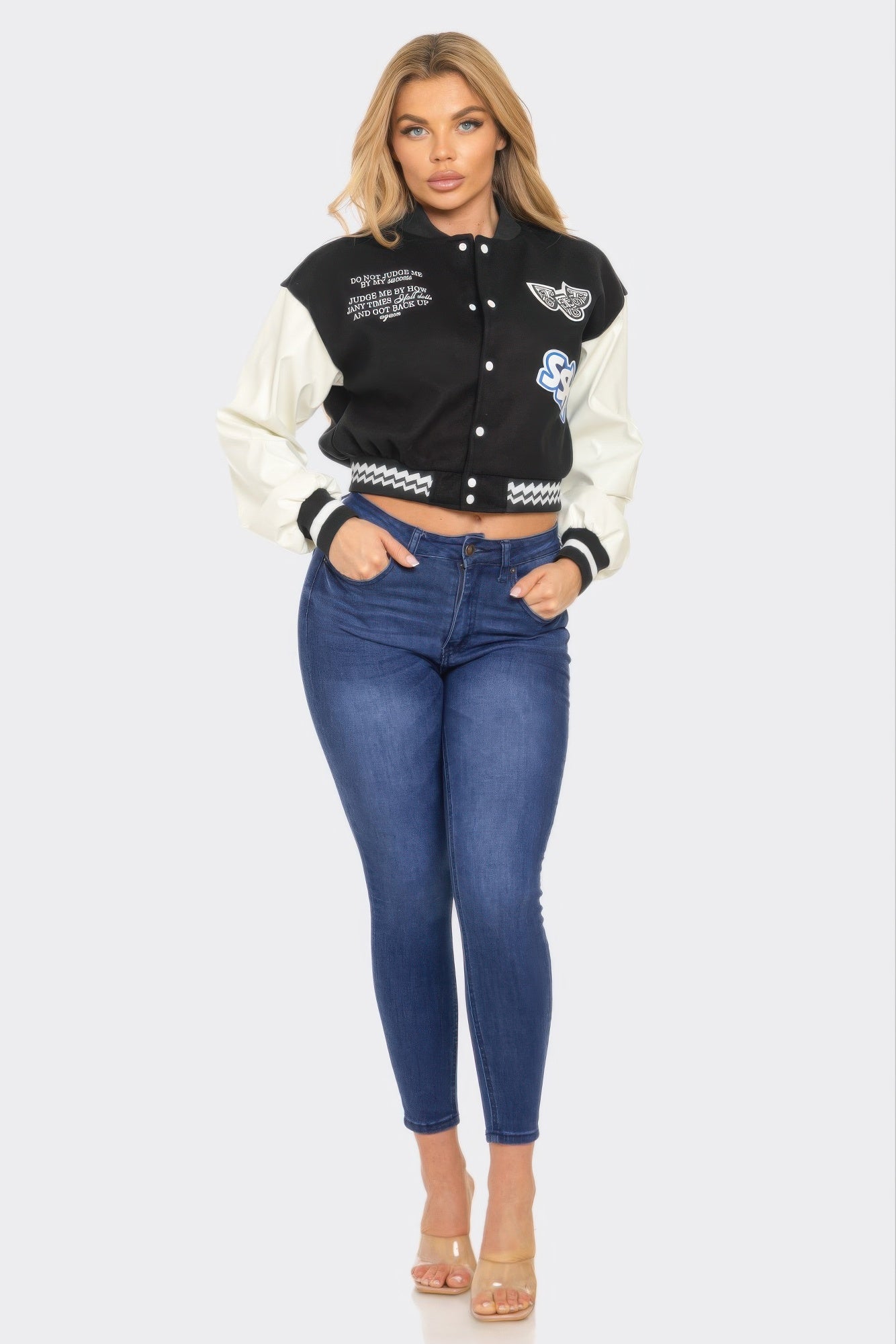 

Куртка в стиле университетской лоскутной техники Y2k TRUEDAMES, черный