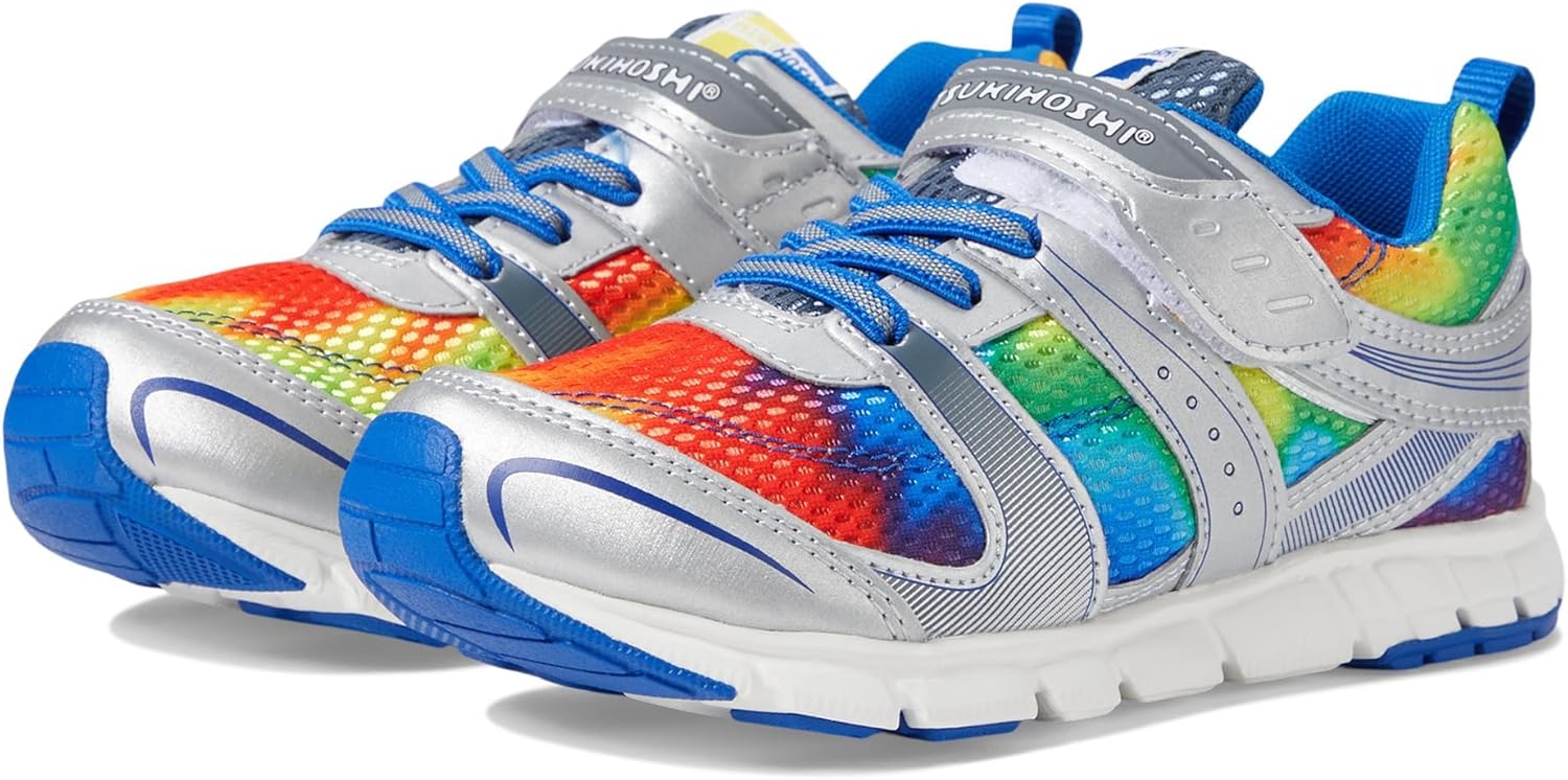 

Детские кроссовки TSUKIHOSHI Velocity - обувь для детей от 1 до 8 лет с застежкой-ремешком, пригодная для машинной стирки, с широким носком и нескользящей подошвой, Silver/Multi