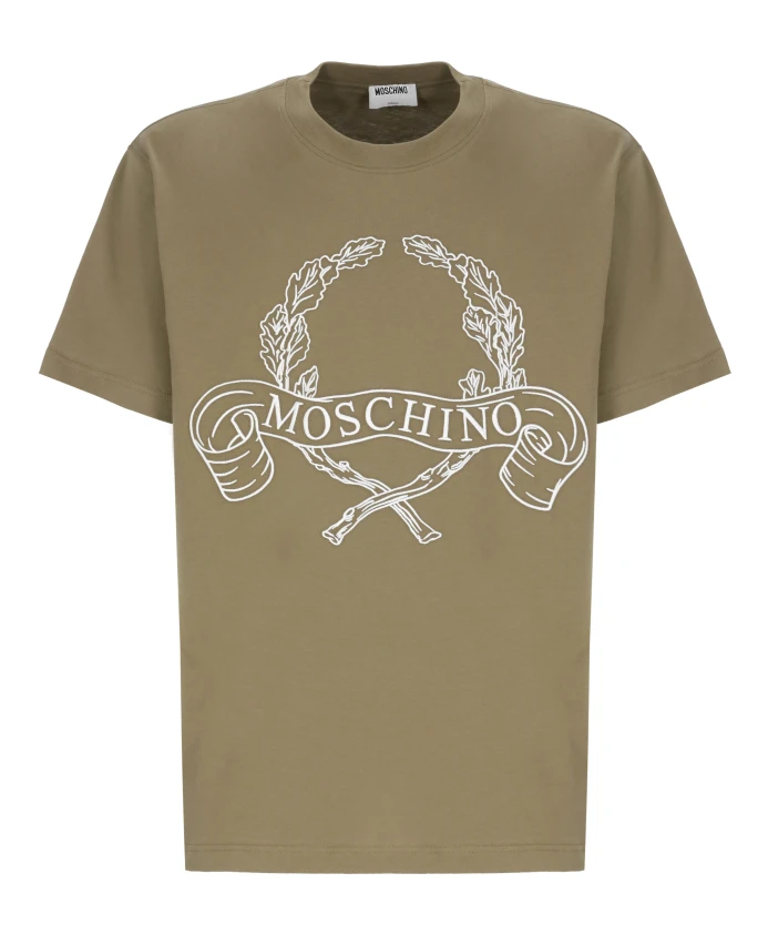 

Зеленая футболка с вышитым логотипом. Moschino, зеленый