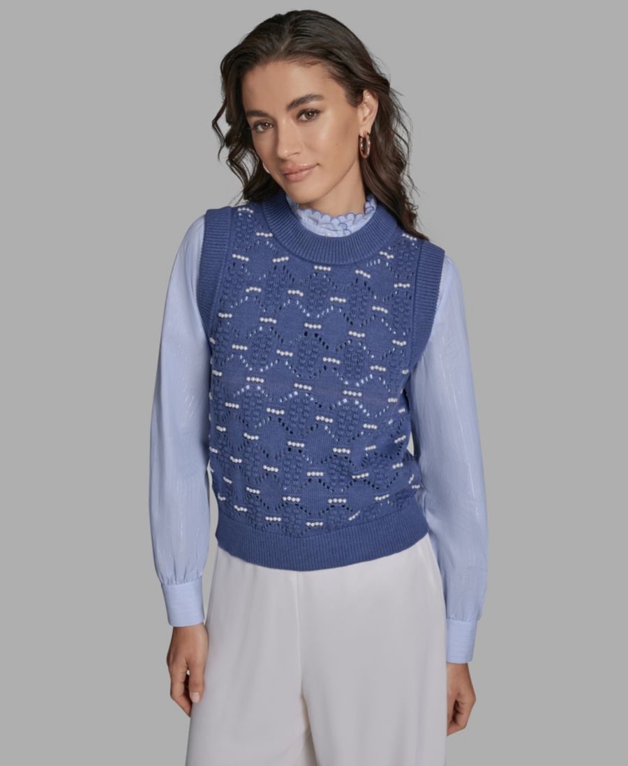 

Женский свитер без рукавов с круглым вырезом BCBG, Denim Heather