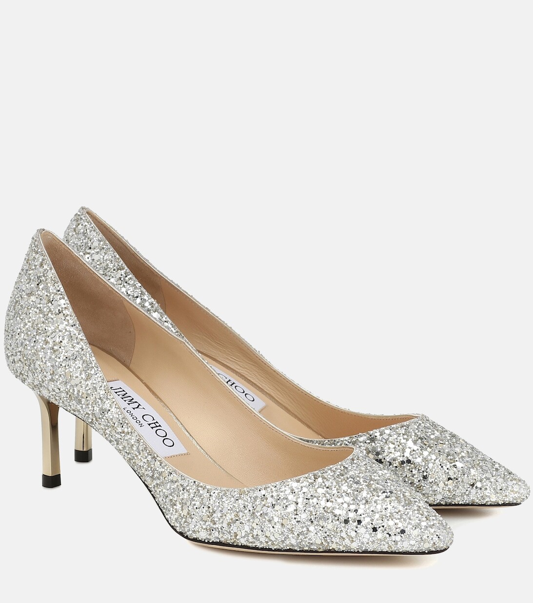 Туфли-лодочки Romy 60 с блестками Jimmy Choo, металлик