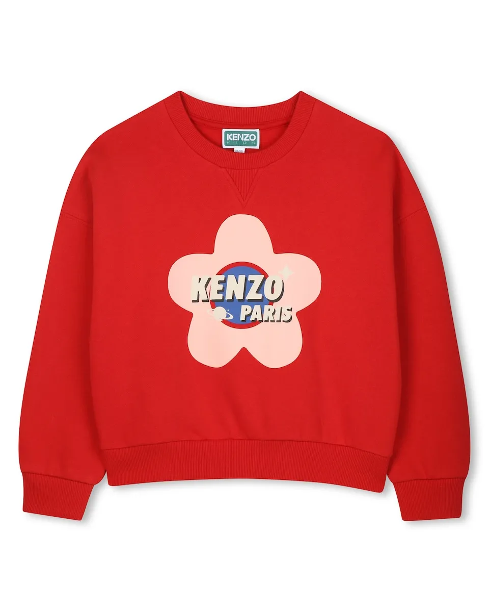 

Красный хлопковый детский свитшот Kenzo Kids