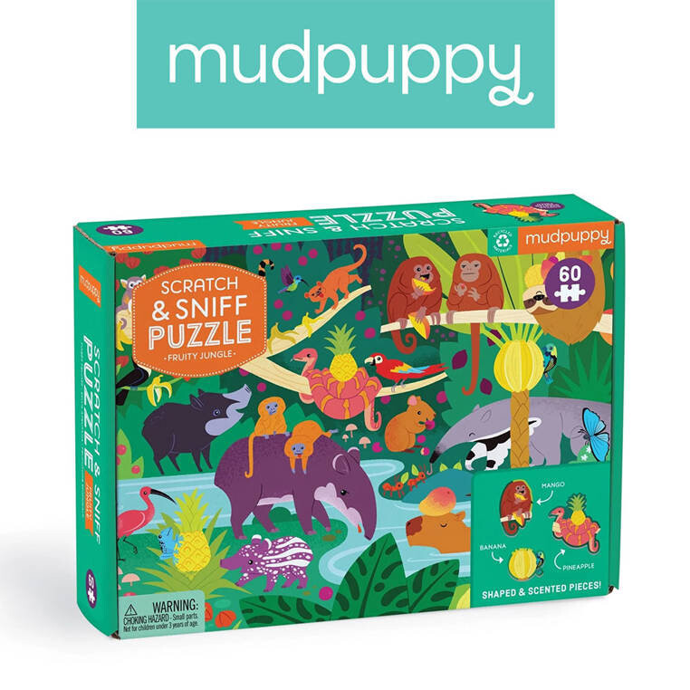 

Mudpuppy, Сенсорный пазл с ароматными элементами Фруктовые джунгли, 60 деталей