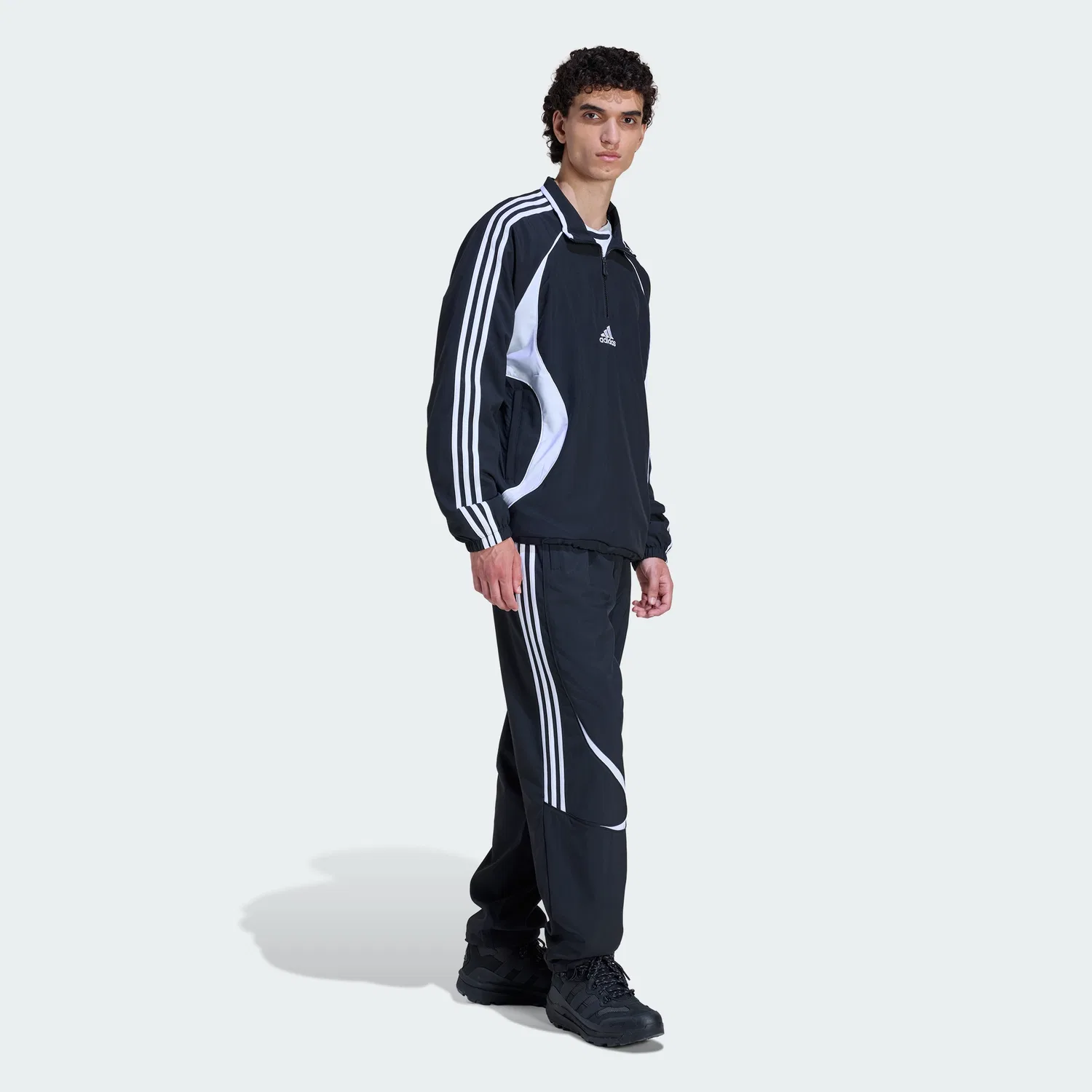 Мужской свитшот на молнии Adidas Teamgeist, чёрно-белый — фото 3