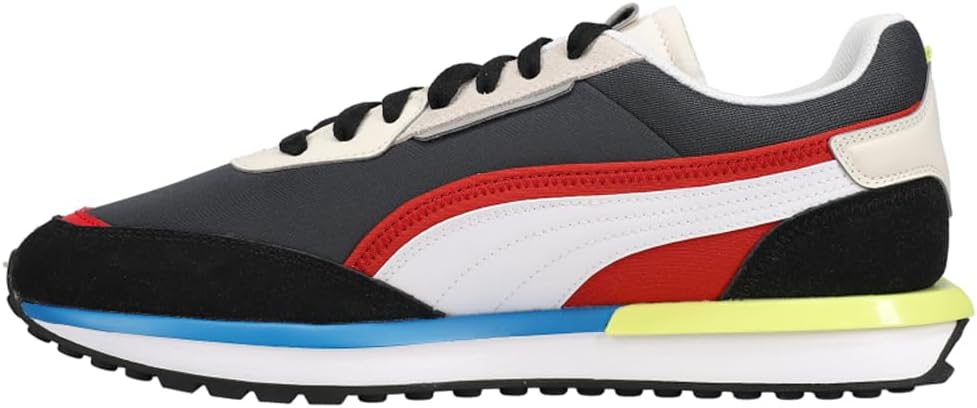 Мужские кроссовки PUMA City Rider As с шнуровкой для повседневной носки - черные, белые — фото 3