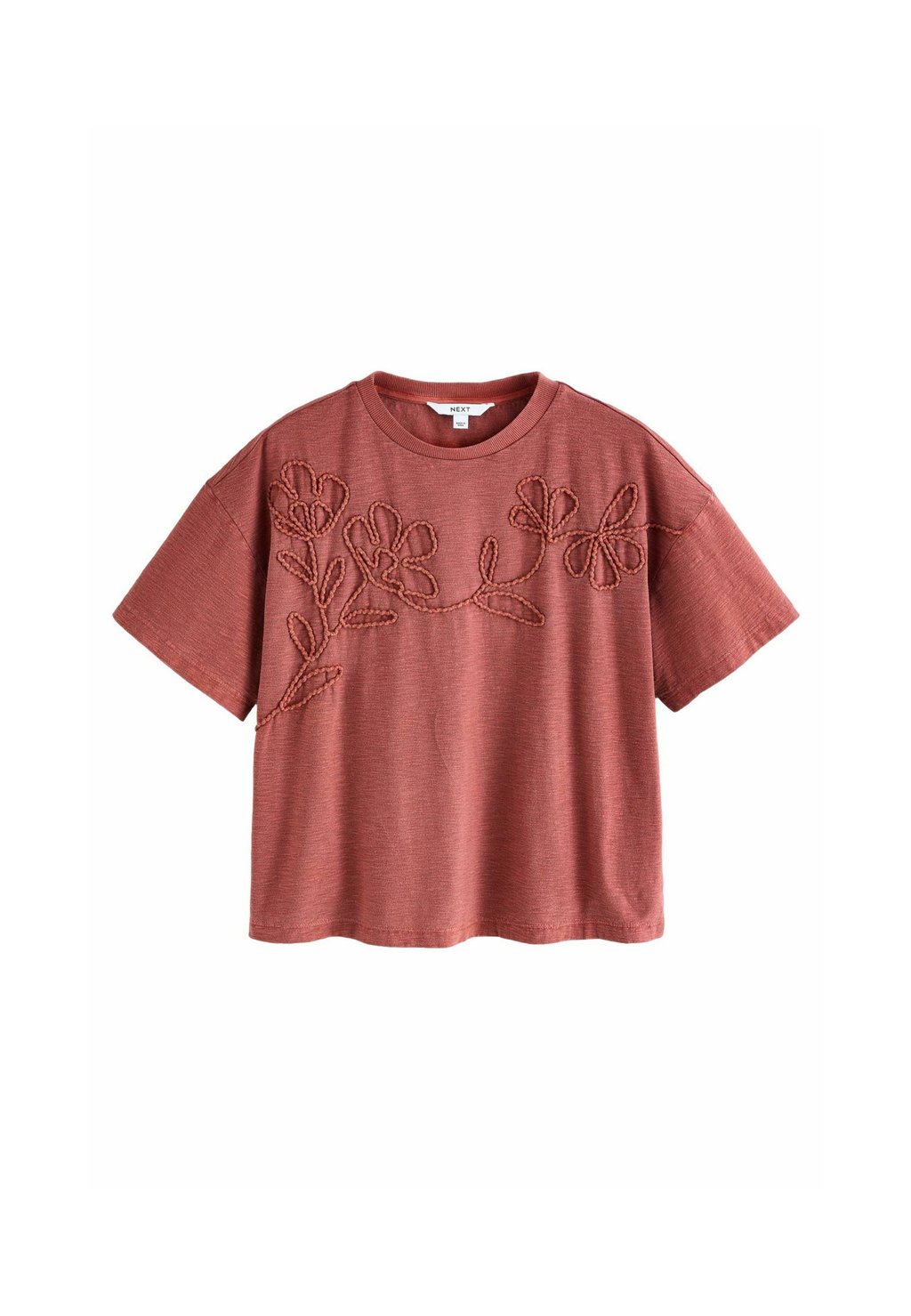 

Футболка с принтом REGULAR FIT TONAL CORDED DETAIL SHORT SLEEVE CREW NECK Next, коричневый