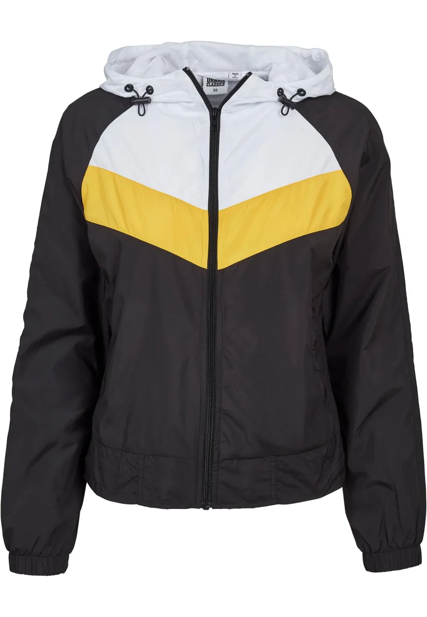 

Анорак URBAN CLASSICS " Urban Classics Women's Ladies 3-Tone Windbreaker" (1 шт.), с капюшоном, черный, белый
