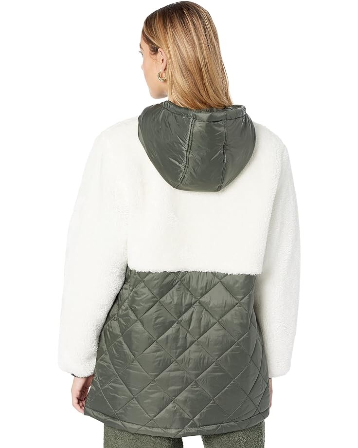 

Куртка Sanctuary Hooded Sherpa Quilted Mix Media Jacket, оливковый
