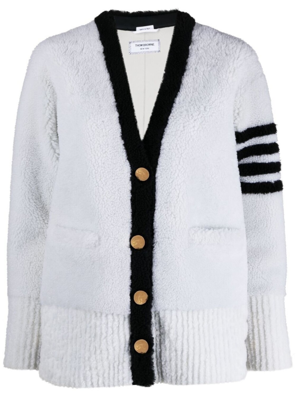 

Кардиган с полосками 4-Bar Thom Browne, белый