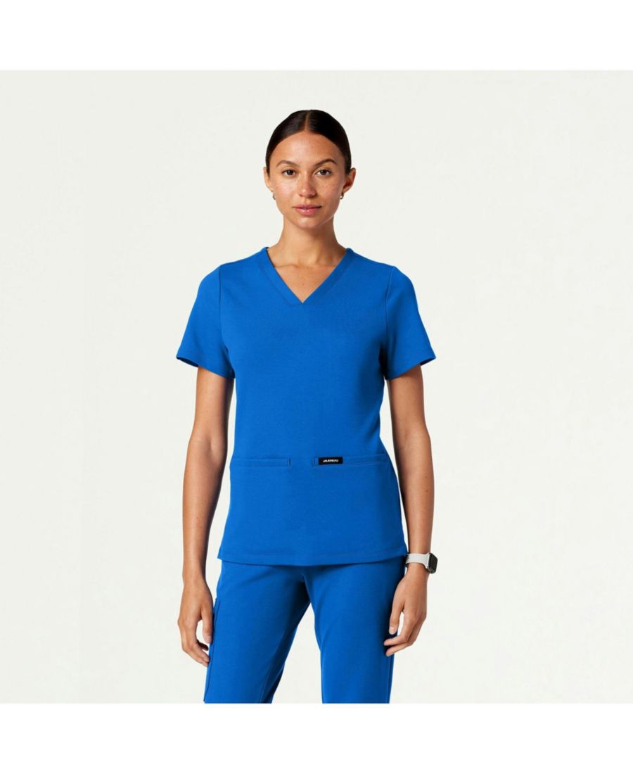 

Женская медицинская рубашка Cesi с двумя карманами, облегающего кроя, V-образным вырезом, трикотажная Jaanuu, Royal blue