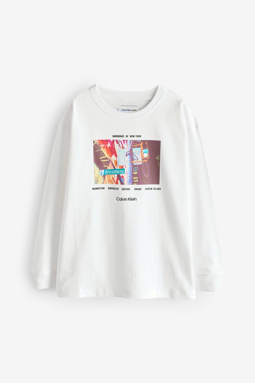 

Футболка с длинными рукавами и фотографией города Calvin Klein, белый