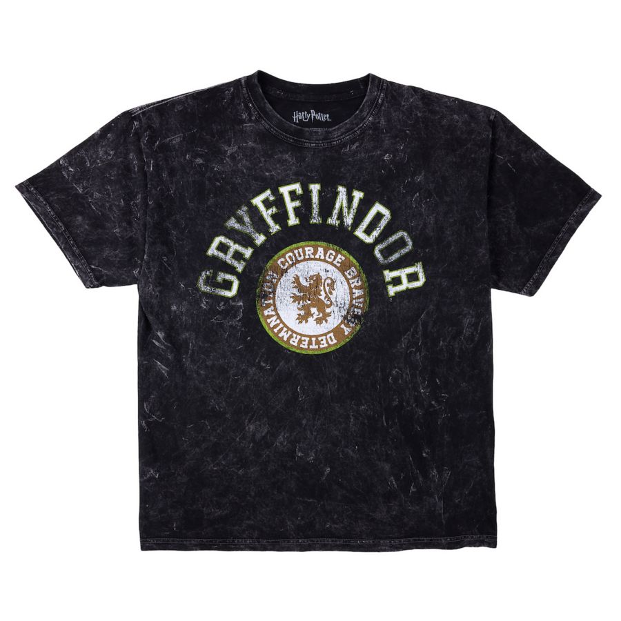 

Мужская футболка с коротким рукавом и круглым вырезом, цвета "университетский синий" с винтажным эффектом минеральной стирки, с круглым вырезом Harry Potter, Black wash