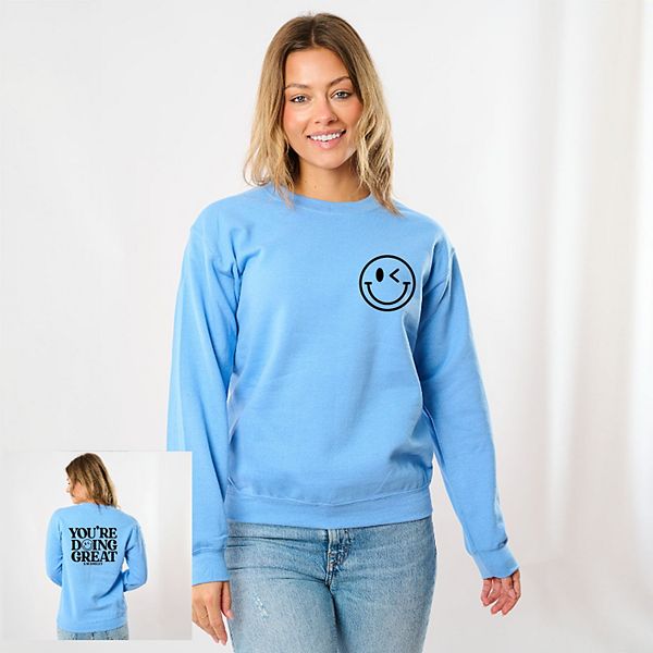 

SWSmiley you're doing great smiley дизайн спереди и сзади - женский графический свитшот Simply Sage Market, Carolina, Зеленый, SWSmiley you're doing great smiley дизайн спереди и сзади - женский графический свитшот Simply Sage Market, Carolina