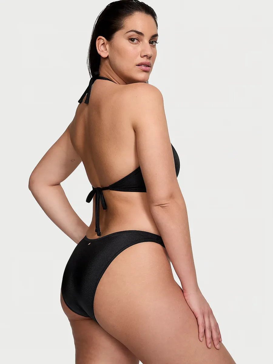 

Плавки бикини Cheeky с высоким вырезом и цепочкой Victoria'S Secret Swim, черный