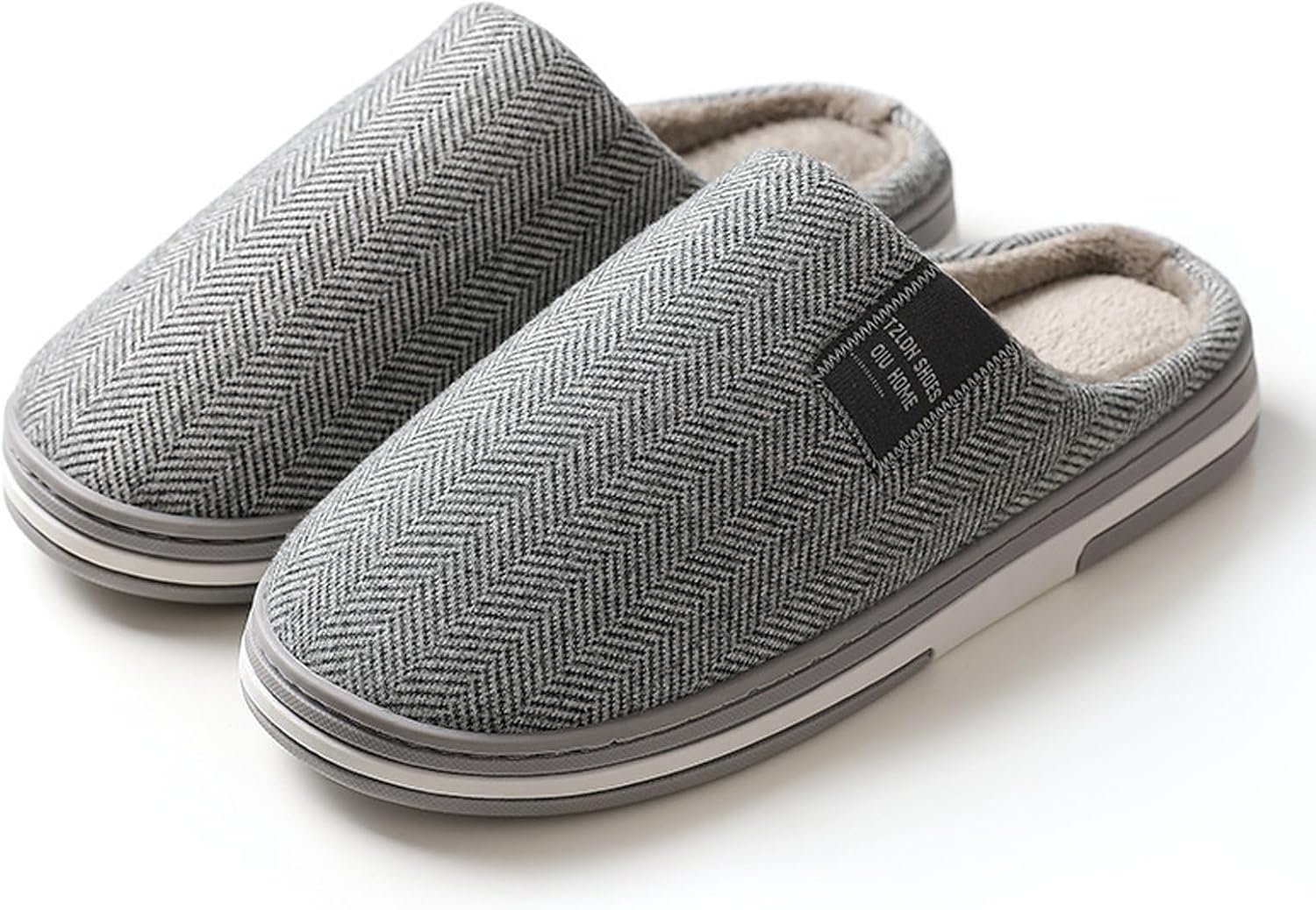 

Мягкие мужские тапочки большого размера, уютные тапочки с открытой пяткой, мягкая резиновая подошва, домашние тапочки для мужчин, плюшевые тапки для спальни Oukisam, светло-серый