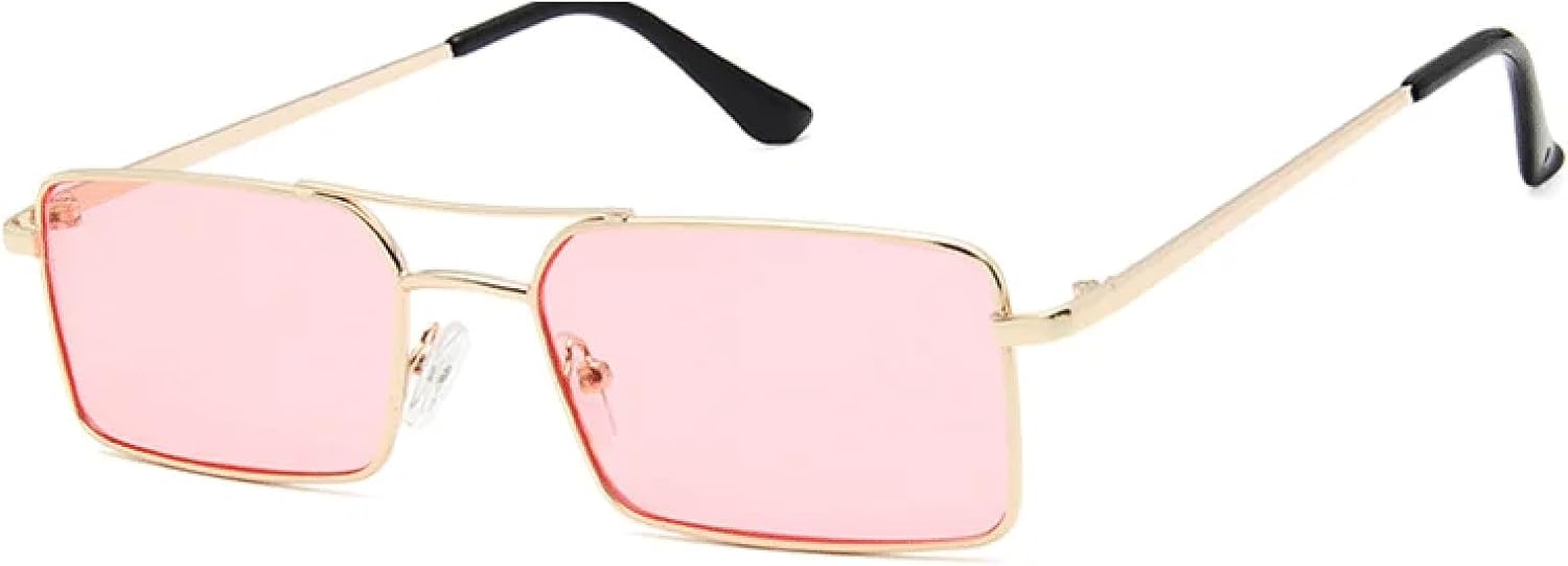 

Солнцезащитные очки с защитой UV400 | Металлическая двойная перемычка, стимпанк, линзы конфетных цветов | Для женщин и мужчин, для занятий спортом на открытом воздухе и вождения DSVIGF, Gold Pink