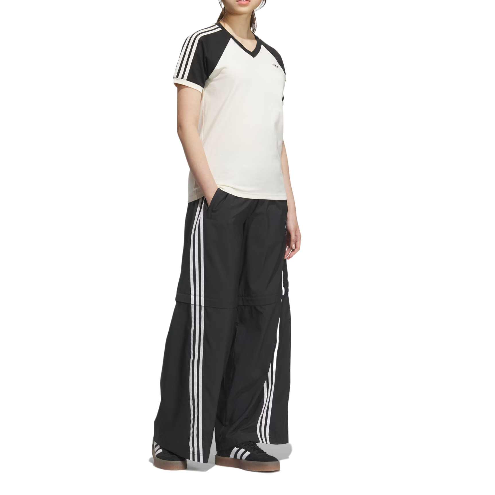 Футболка Adidas Originals V-neck Short Sleeved, слоновая кость — фото 4