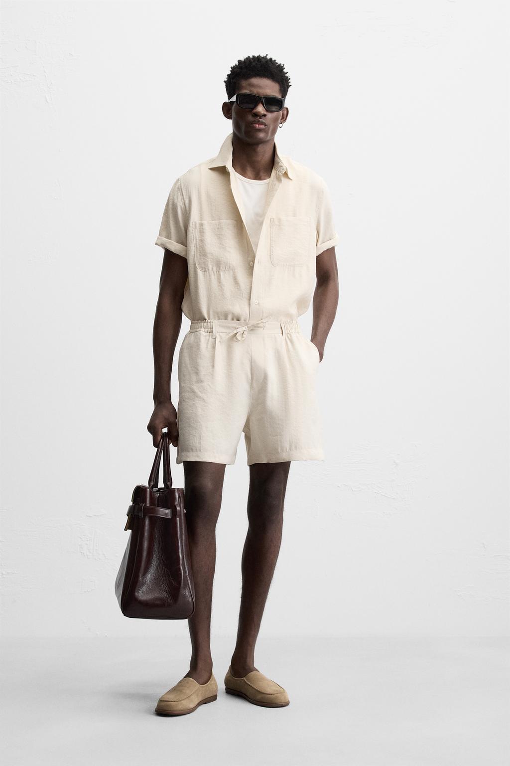 

Шорты-бермуды обычного покроя ZARA, экрю