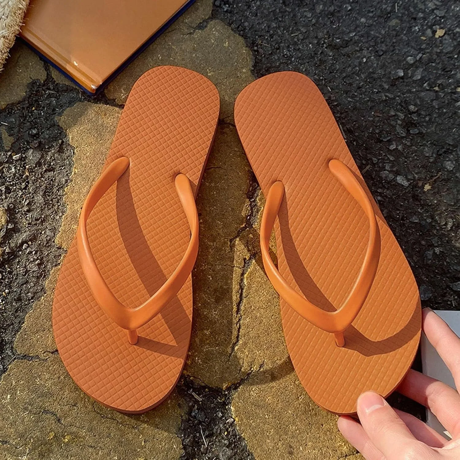 Шлепанцы Damen Weite H Leicht Freizeitschuhe Generisch, оранжевый — фото 3