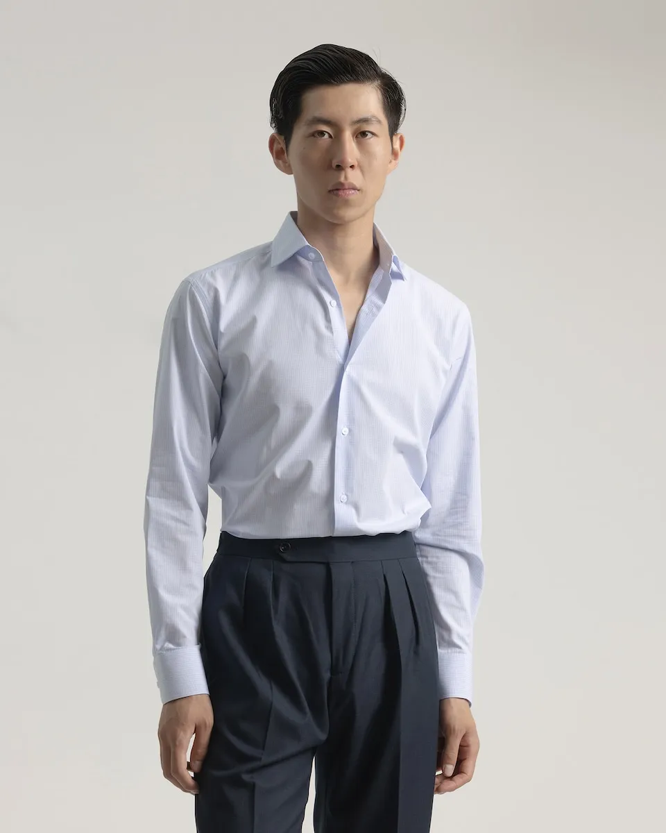 

Рубашка мужская классическая в клетку, голубого цвета, обычного кроя PuroEgo