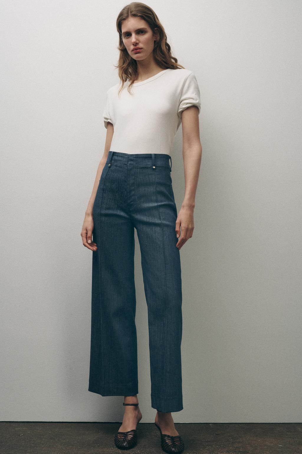 

Широкие джинсы с высокой талией ZARA, цвет Indigo