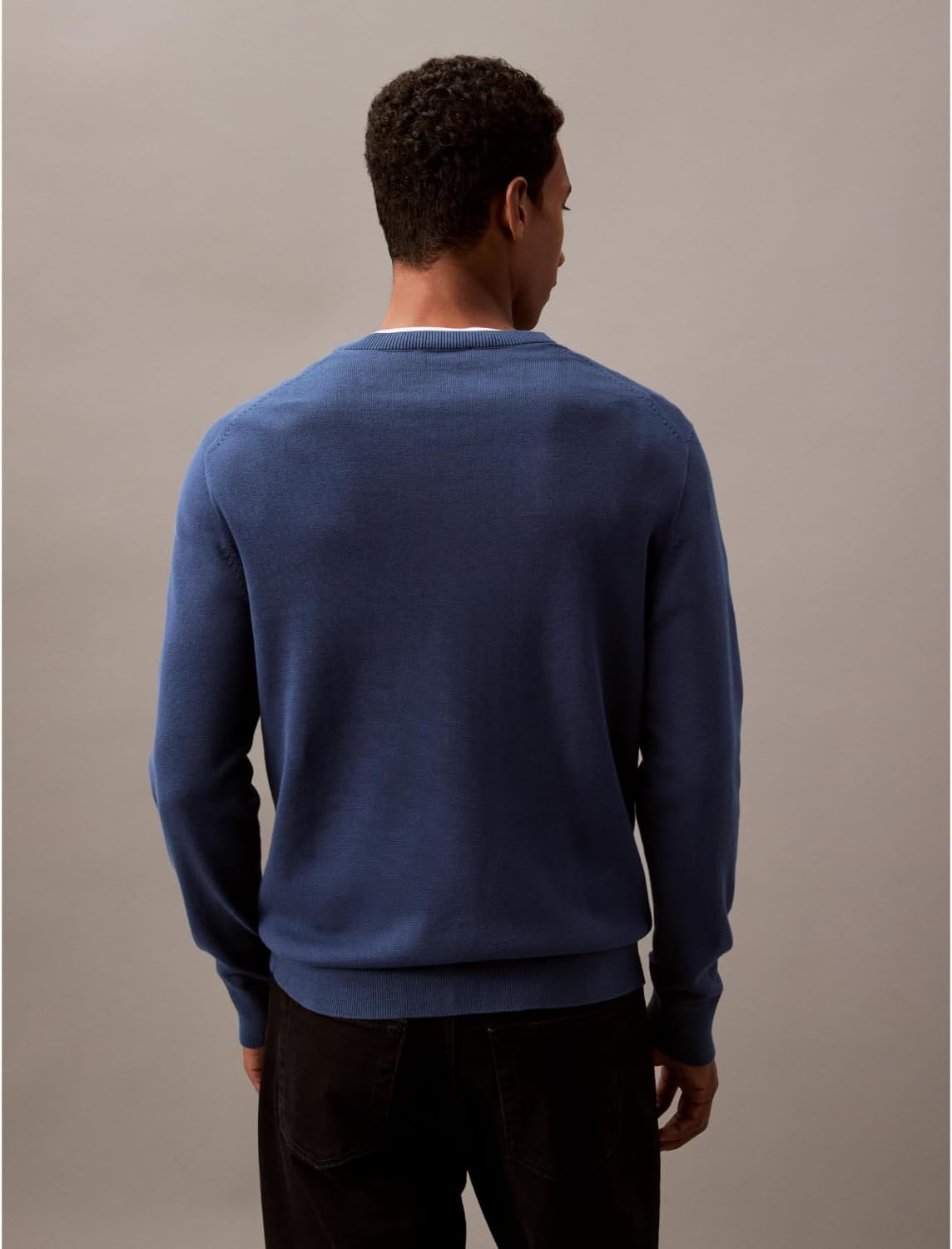 Мужской свитер Calvin Klein из мериносовой шерсти с круглым вырезом, Insignia Blue — фото 2
