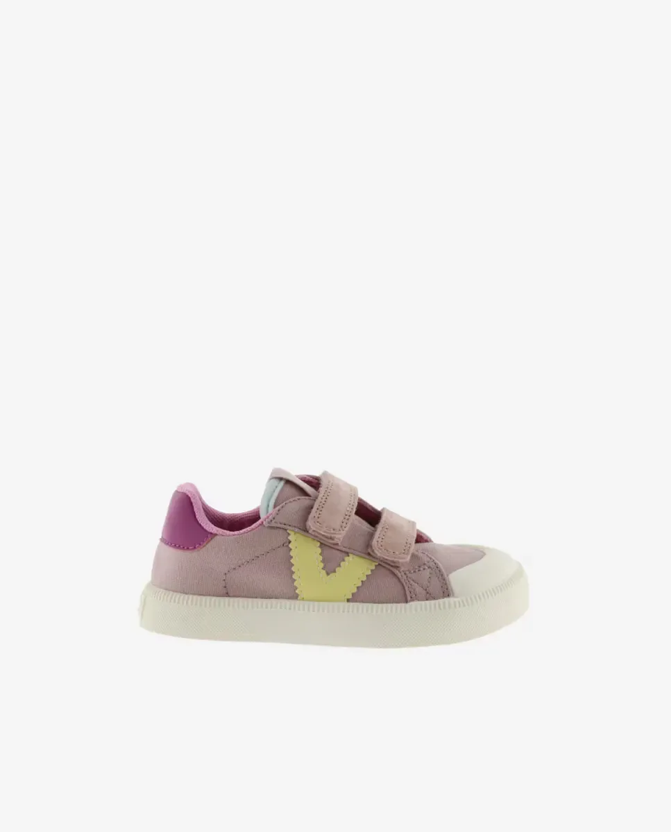 Детские спортивные сандалии barefoot многоцветные из хлопка с липучками Victoria, светло-розовый