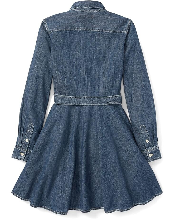 Платье Polo Ralph Lauren Kids Belted Cotton Denim Shirtdress, цвет Indigo — фото 2