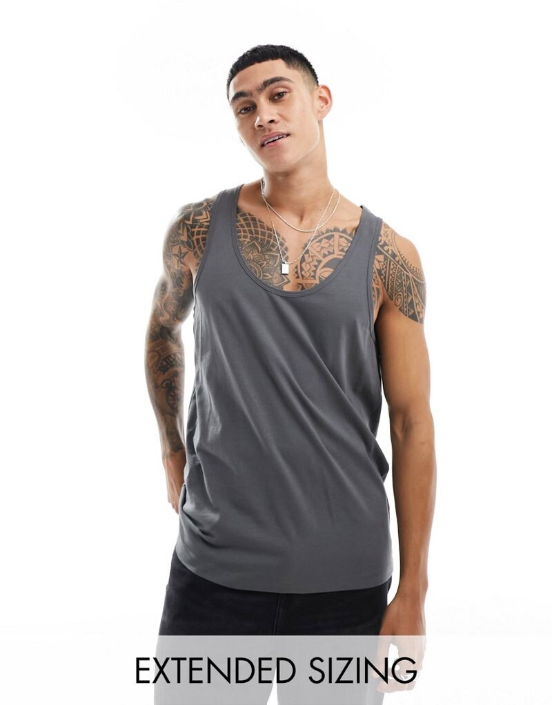 

Темно-серая майка ASOS DESIGN