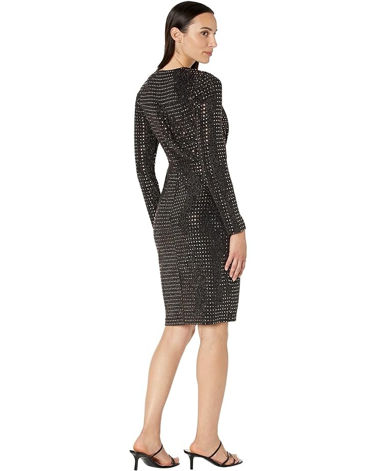 

Платье Calvin Klein Long Sleeve V-Neck Glitter Dress, цвет Copper/Black 1