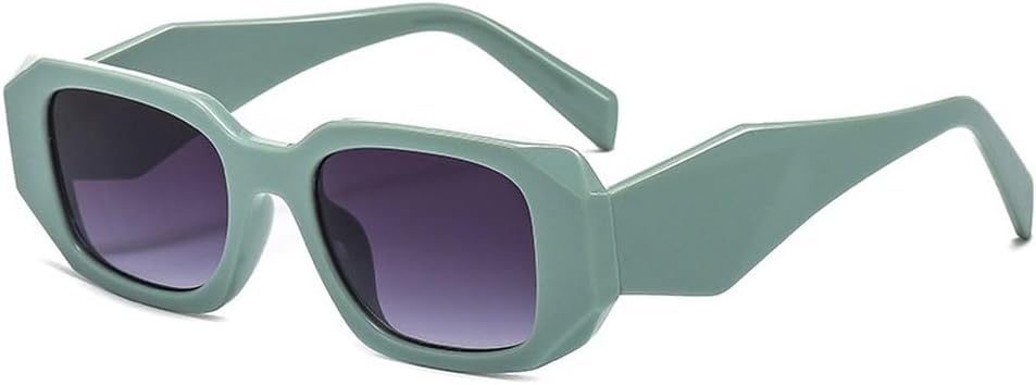 

Модные маленькие прямоугольные женские солнцезащитные очки в стиле ретро с широкими дужками, солнцезащитные очки UV400 для мужчин, квадратные солнцезащитные очки SKFGNX, Green Gray Gradient