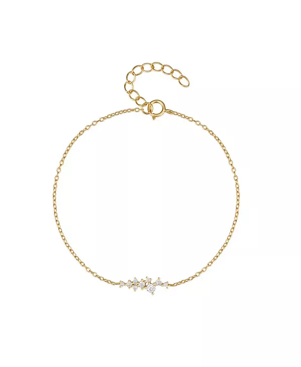 

Браслет-Цепочка из стерлингового серебра с покрытием из 18-каратного золота и кластером кубических цирконий круглой огранки Hollywood Sensation, gold