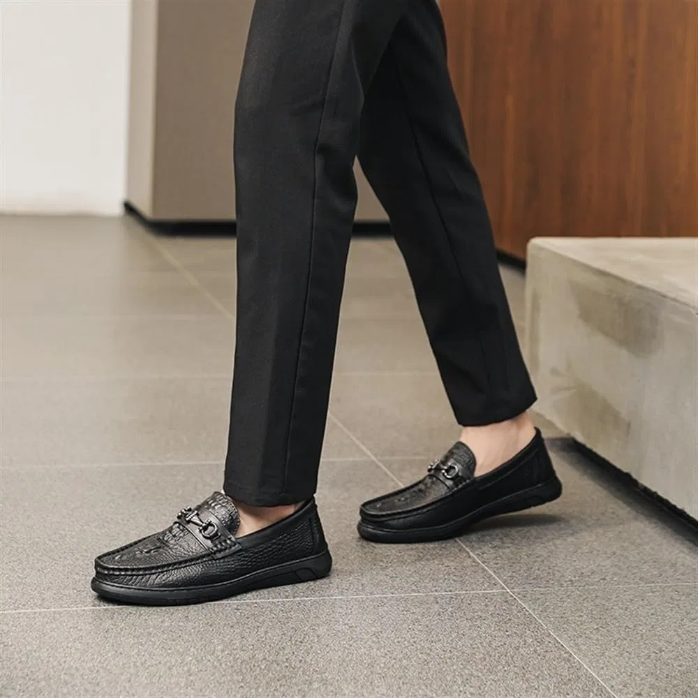 Лоферы кожаные Casual Mens Loafers Slip On Leather Breathable Comfortable Loafers for Party Business Casual Dress Shoes, черный HBNCFTI — фото 4