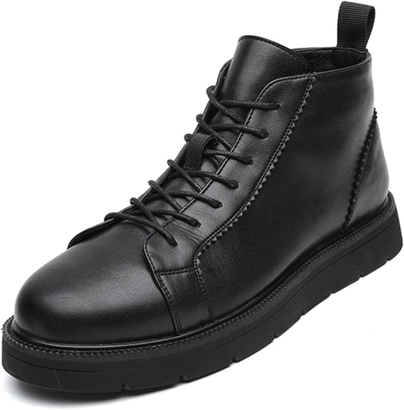 

Мужские черные кожаные высокие кроссовки на шнуровке с платформой, зимние, с флисовой подкладкой, повседневные, деловые, рабочие, дерби, чукка-ботинки, модные, с незаметным увеличением роста Galonfulty