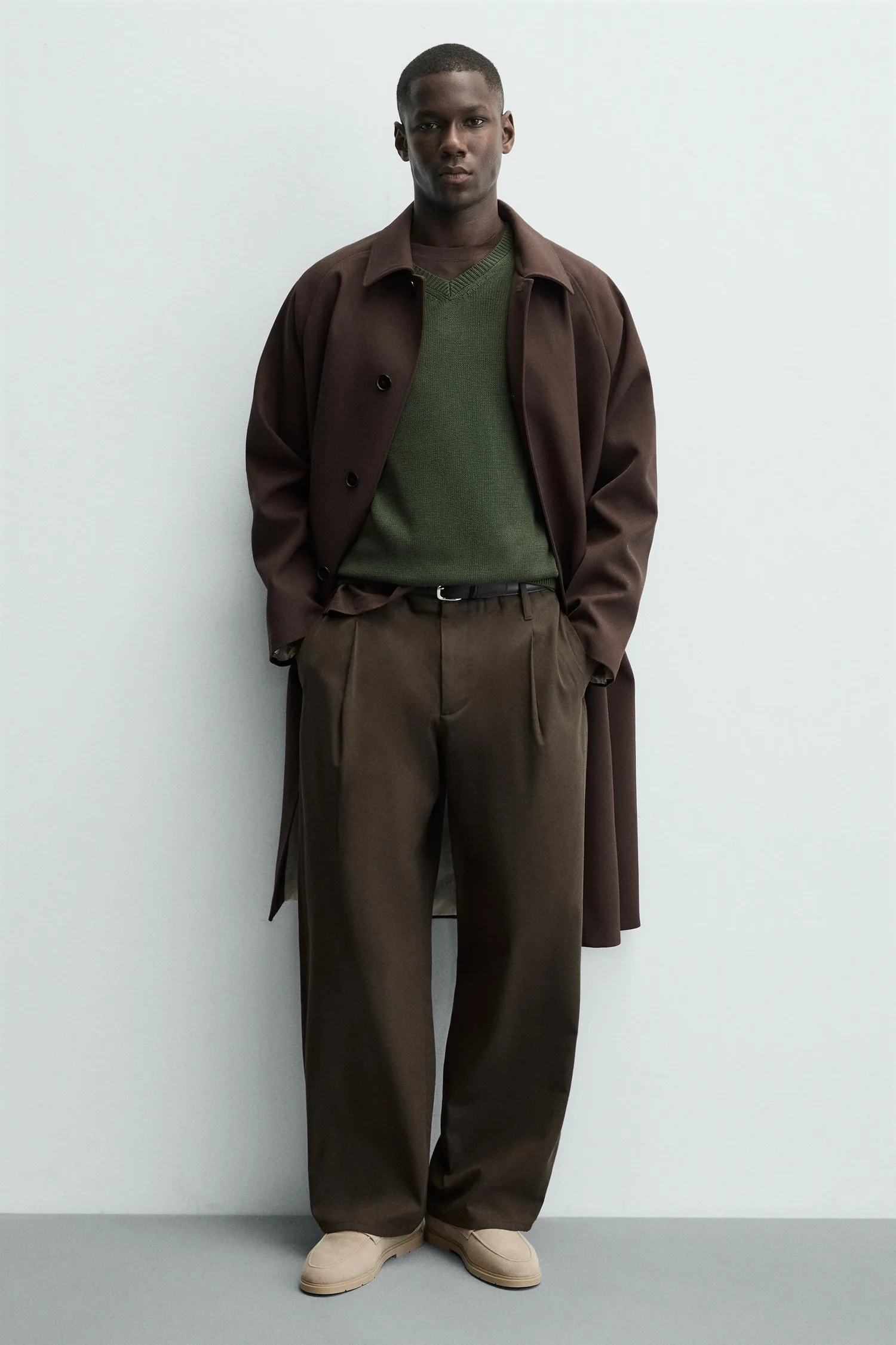Повседневные кожаные лоферы Zara, экрю/белый — фото 2